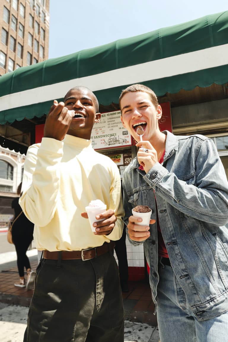 Two people eating ice cream